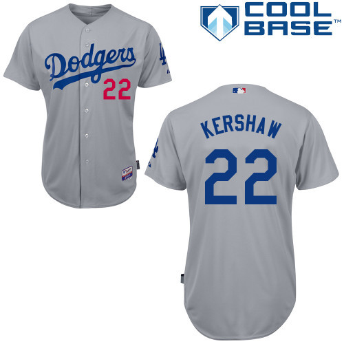 #22 Clayton Kershaw Gray MLB Jersey-Los Angeles Dodgers Stitched Cool Base Baseball Jersey