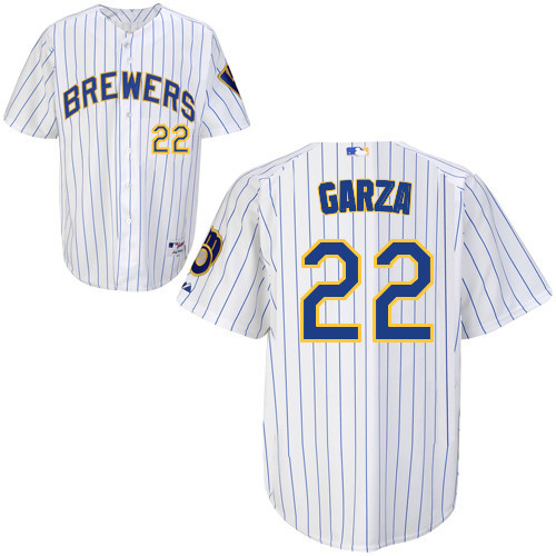 #22 Matt Garza White Pinstripe MLB Jersey-Milwaukee Brewers Stitched Player Baseball Jersey