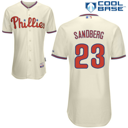 #23 Ryne Sandberg Cream MLB Jersey-Philadelphia Phillies Stitched Cool Base Baseball Jersey