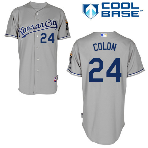 #24 Chrisian Colon Gray MLB Jersey-Kansas City Royals Stitched Cool Base Baseball Jersey