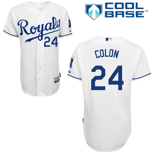 #24 Chrisian Colon White MLB Jersey-Kansas City Royals Stitched Cool Base Baseball Jersey