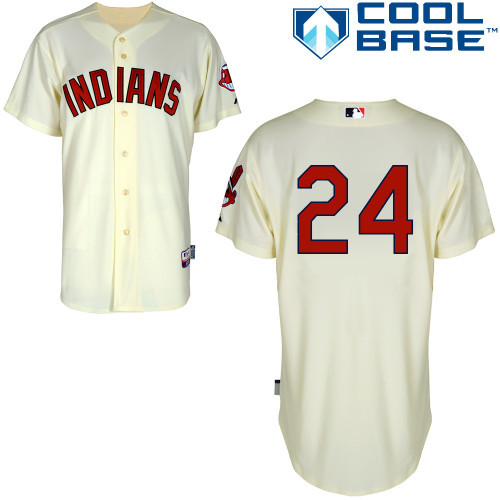 #24 Michael Bourn Cream MLB Jersey-Cleveland Indians Stitched Cool Base Baseball Jersey