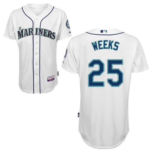 #25 Rickie Weeks White MLB Jersey-Seattle Mariners Stitched Cool Base Baseball Jersey