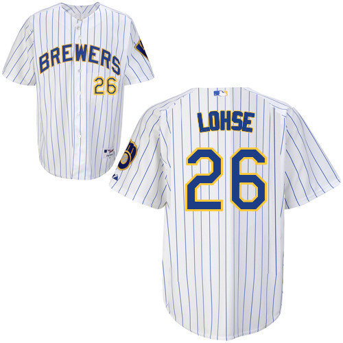 #26 Kyle Lohse White Pinstripe MLB Jersey-Milwaukee Brewers Stitched Player Baseball Jersey