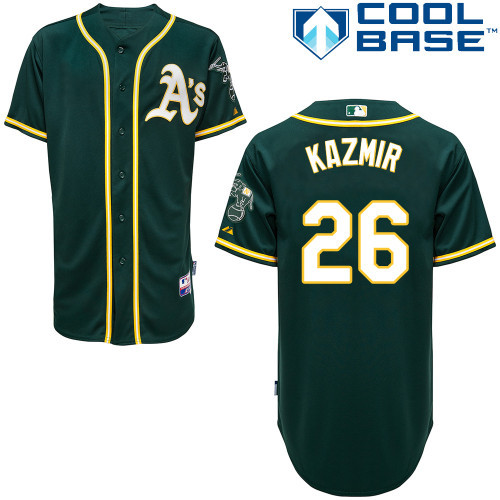 #26 Scott Kazmir Green MLB Jersey-Oakland Athletics Stitched Cool Base Baseball Jersey