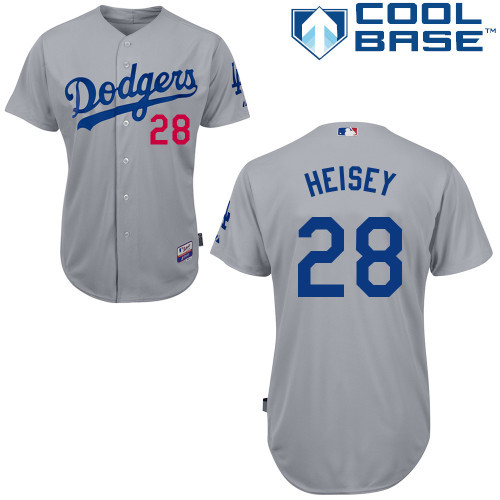 #28 Chris Heisey Gray MLB Jersey-Los Angeles Dodgers Stitched Cool Base Baseball Jersey