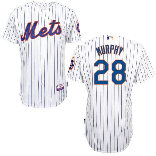#28 Daniel Murphy White Pinstripe MLB Jersey-New York Mets Stitched Player Baseball Jersey