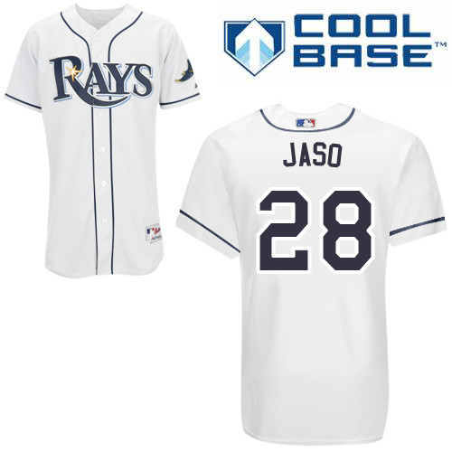 #28 John Jaso White MLB Jersey-Tampa Bay Rays Stitched Cool Base Baseball Jersey