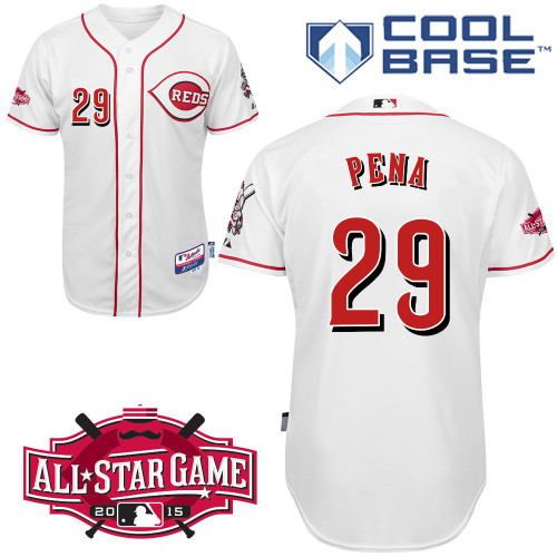 #29 Brayan Pena White MLB Jersey-Cincinnati Reds Stitched Cool Base Baseball Jersey