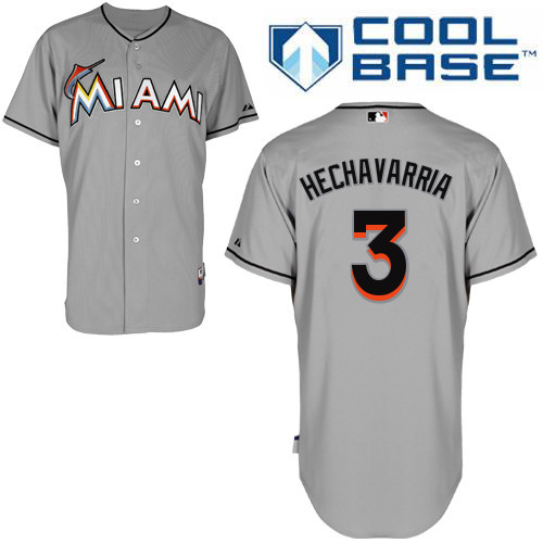 #3 Adeiny Hechavarria Gray MLB Jersey-Miami Marlins Stitched Cool Base Baseball Jersey