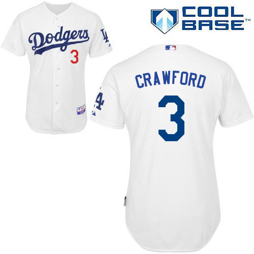#3 Carl Crawford White MLB Jersey-Los Angeles Dodgers Stitched Cool Base Baseball Jersey