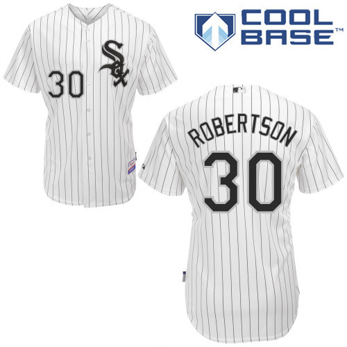 #30 David Robertson White Pinstripe MLB Jersey-Chicago White Sox Stitched Cool Base Baseball Jersey
