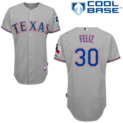 #30 Neftali Feliz Gray MLB Jersey-Texas Rangers Stitched Cool Base Baseball Jersey