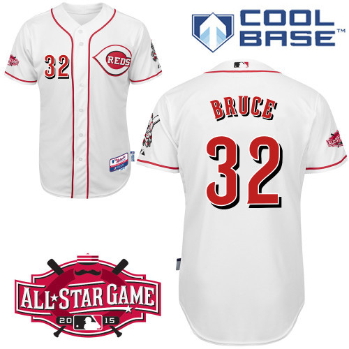 #32 Jay Bruce White MLB Jersey-Cincinnati Reds Stitched Cool Base Baseball Jersey