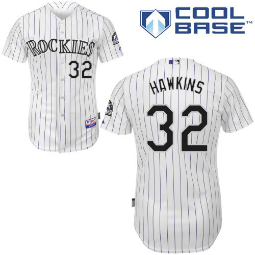 #32 LaTroy Hawkins White Pinstripe MLB Jersey-Colorado Rockies Stitched Cool Base Baseball Jersey