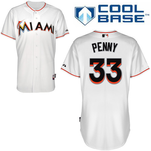 #33 Brad Penny White MLB Jersey-Miami Marlins Stitched Cool Base Baseball Jersey