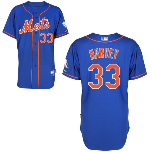 #33 Matt Harvey Blue MLB Jersey-New York Mets Stitched Cool Base Baseball Jersey