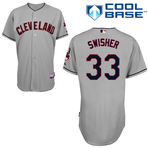 #33 Nick Swisher Gray MLB Jersey-Cleveland Indians Stitched Cool Base Baseball Jersey