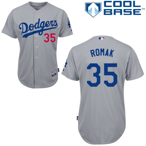 #35 Jamie Romak Gray MLB Jersey-Los Angeles Dodgers Stitched Cool Base Baseball Jersey