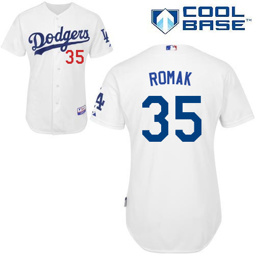 #35 Jamie Romak White MLB Jersey-Los Angeles Dodgers Stitched Cool Base Baseball Jersey