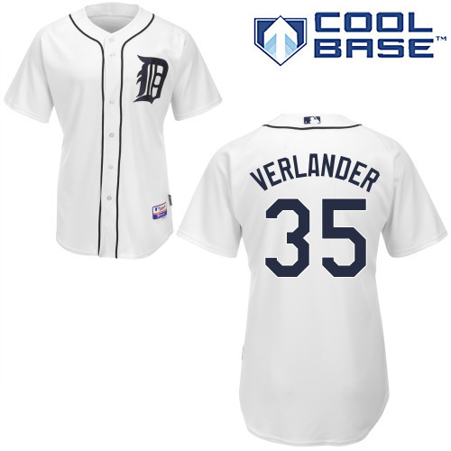 #35 Justin Verlander White MLB Jersey-Detroit Tigers Stitched Cool Base Baseball Jersey