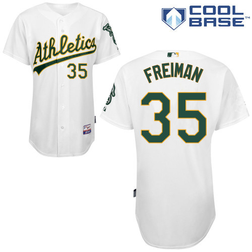 #35 Nate Freiman White MLB Jersey-Oakland Athletics Stitched Cool Base Baseball Jersey