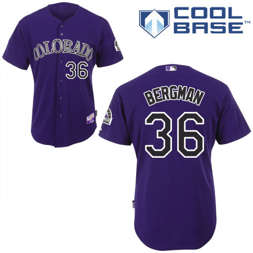 #36 Christian Bergman Purple MLB Jersey-Colorado Rockies Stitched Cool Base Baseball Jersey