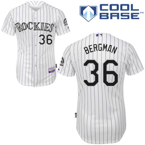 #36 Christian Bergman White Pinstripe MLB Jersey-Colorado Rockies Stitched Cool Base Baseball Jersey