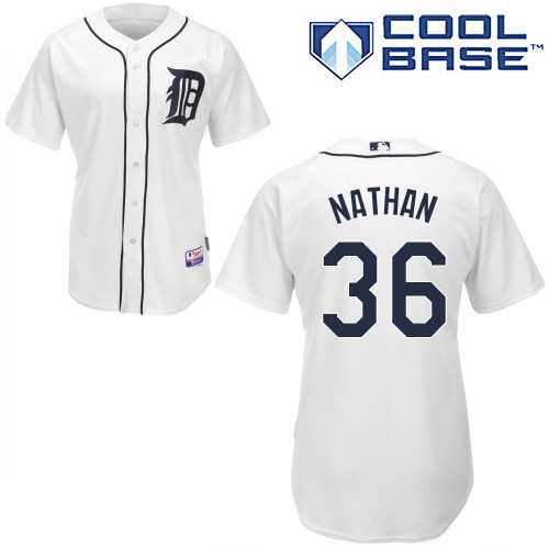 #36 Joe Nathan White MLB Jersey-Detroit Tigers Stitched Cool Base Baseball Jersey