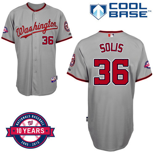 #36 Sammy Solis Gray MLB Jersey-Washington Nationals Stitched Cool Base Baseball Jersey
