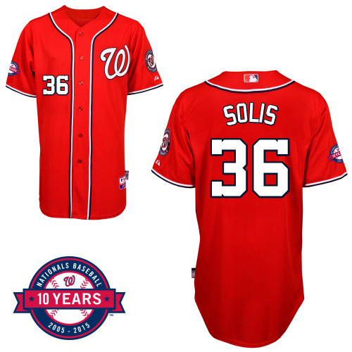 #36 Sammy Solis Red MLB Jersey-Washington Nationals Stitched Cool Base Baseball Jersey