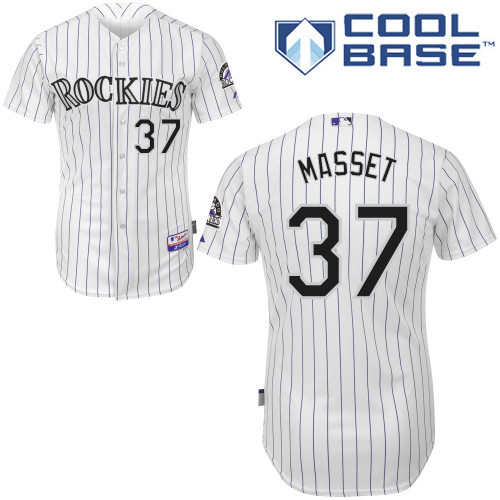 #37 Nick Masset White Pinstripe MLB Jersey-Colorado Rockies Stitched Cool Base Baseball Jersey