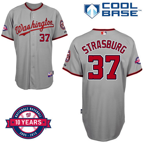 #37 Stephen Strasburg Gray MLB Jersey-Washington Nationals Stitched Cool Base Baseball Jersey