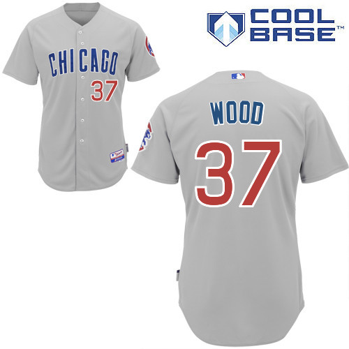 #37 Travis Wood Light Gray MLB Jersey-Chicago Cubs Stitched Cool Base Baseball Jersey