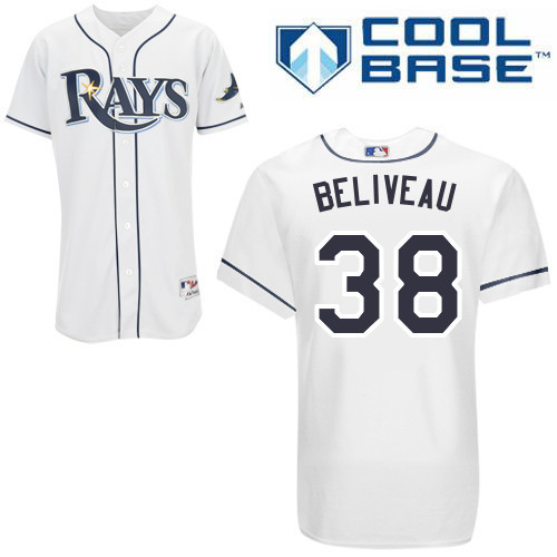 #38 Jeff Beliveau White MLB Jersey-Tampa Bay Rays Stitched Cool Base Baseball Jersey
