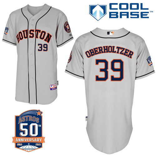 #39 Brett Oberholtzer Gray MLB Jersey-Houston Astros Stitched Cool Base Baseball Jersey