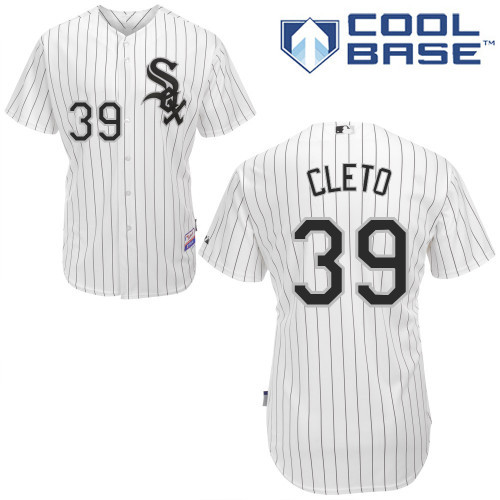 #39 Maikel Cleto White Pinstripe MLB Jersey-Chicago White Sox Stitched Cool Base Baseball Jersey