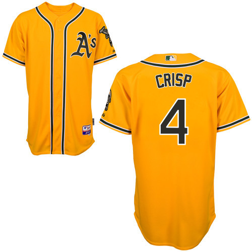 #4 Coco Crisp Yellow MLB Jersey-Oakland Athletics Stitched Cool Base Baseball Jersey
