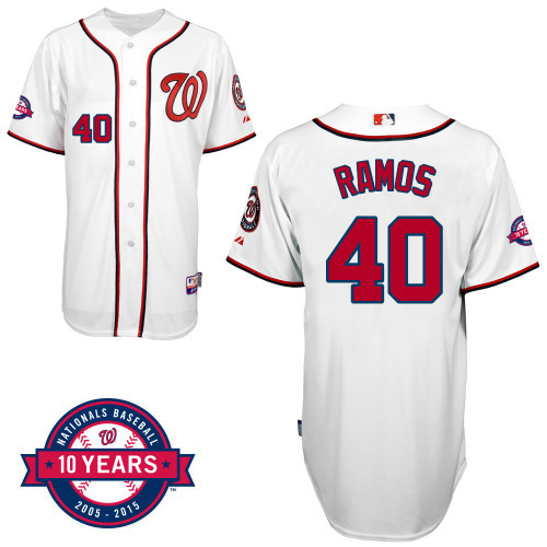 #40 Wilson Ramos White MLB Jersey-Washington Nationals Stitched Cool Base Baseball Jersey