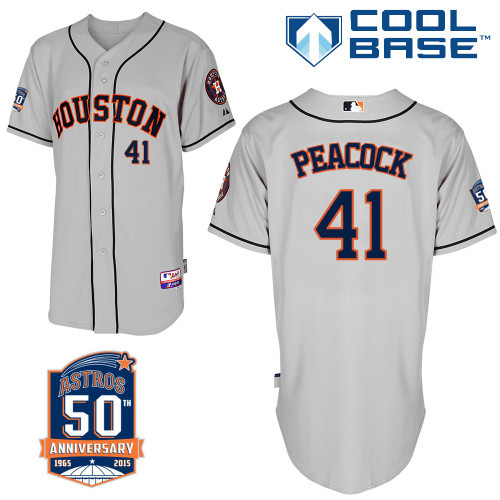 #41 Brad Peacock Gray MLB Jersey-Houston Astros Stitched Cool Base Baseball Jersey