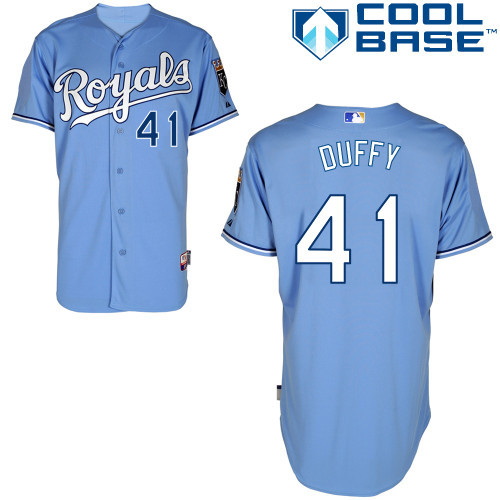 #41 Danny Duffy Light Blue MLB Jersey-Kansas City Royals Stitched Cool Base Baseball Jersey