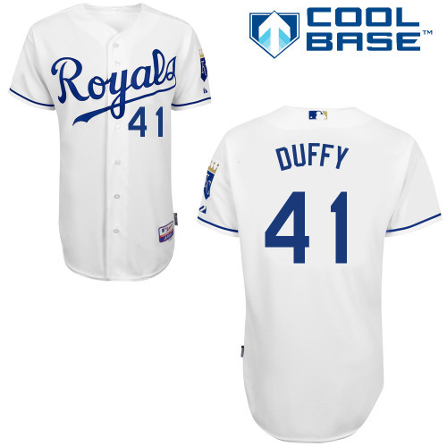 #41 Danny Duffy White MLB Jersey-Kansas City Royals Stitched Cool Base Baseball Jersey
