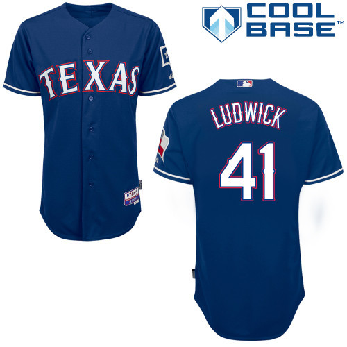 #41 Ryan Ludwick Blue MLB Jersey-Texas Rangers Stitched Cool Base Baseball Jersey