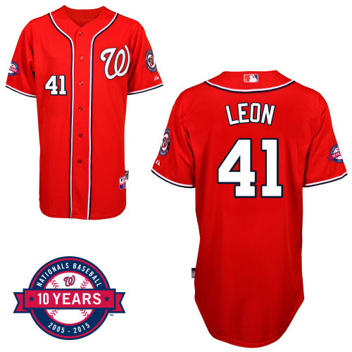 #41 Sandy Leon Red MLB Jersey-Washington Nationals Stitched Cool Base Baseball Jersey