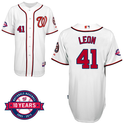 #41 Sandy Leon White MLB Jersey-Washington Nationals Stitched Cool Base Baseball Jersey