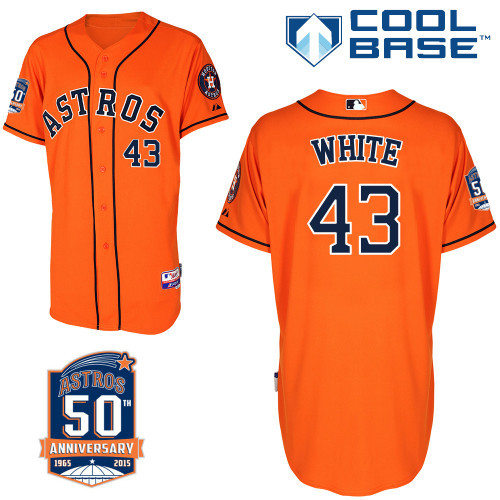 #43 Alex White Orange MLB Jersey-Houston Astros Stitched Cool Base Baseball Jersey