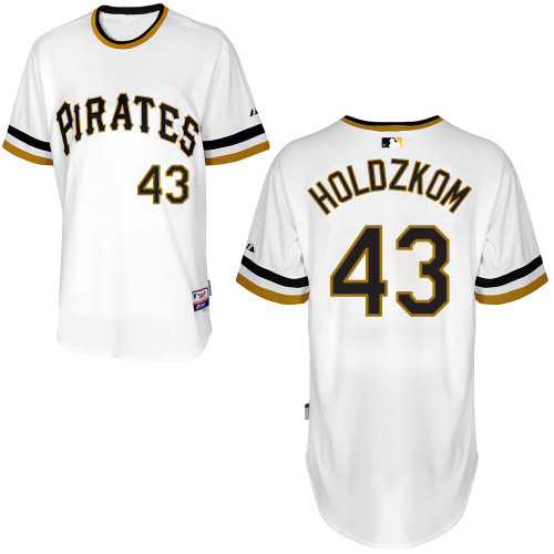 #43 John Holdzkom White Pullover MLB Jersey-Pittsburgh Pirates Stitched Player Baseball Jersey