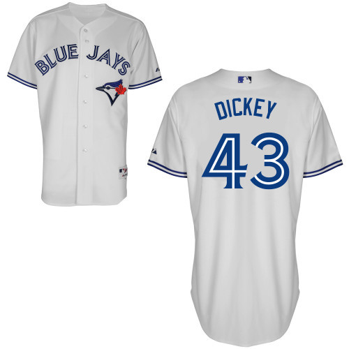 #43 Ra Dickey White MLB Jersey-Toronto Blue Jays Stitched Cool Base Baseball Jersey