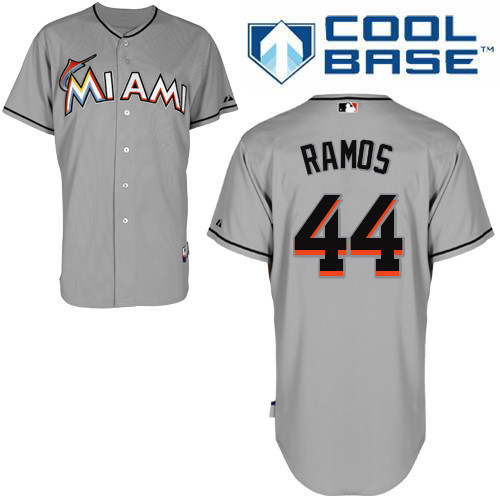 #44 A.J Ramos Gray MLB Jersey-Miami Marlins Stitched Cool Base Baseball Jersey