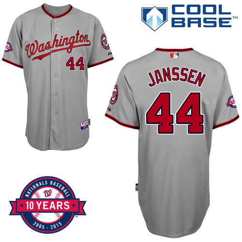 #44 Casey Janssen Gray MLB Jersey-Washington Nationals Stitched Cool Base Baseball Jersey